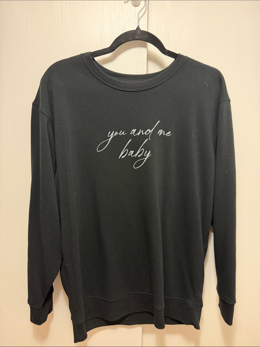 Black Graphic Crewneck Sweatshirt - you and me baby